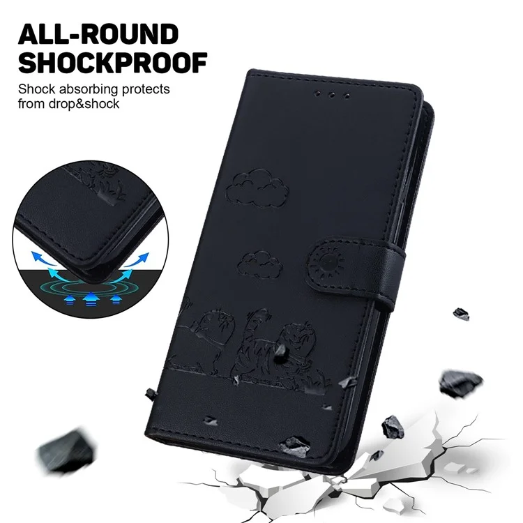 Pour Motorola Moto G55 5G Case RFID Blocking Katten Motel Tpu + pu Couverture de Téléphon - Noir