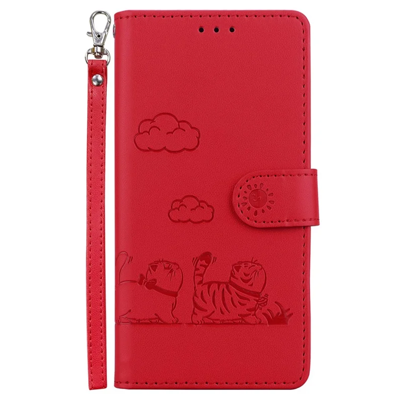 For Google Pixel 9 Pro / Pixel 9 Case RFID Blocking Kitten Pattern TPU+PU Leather Phone Cover - Red