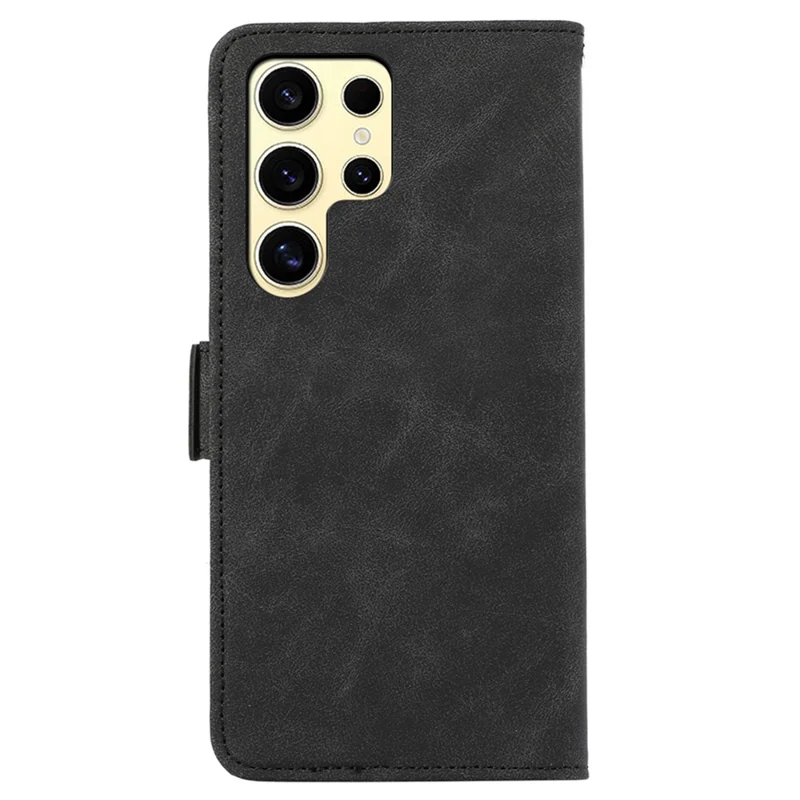 ABEEL For Samsung Galaxy S25 Ultra Case PU Leather Folio Stand View RFID Blocking Phone Cover - Black