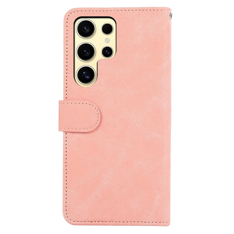 ABEEL For Samsung Galaxy S25 Ultra Case Color Splicing Leather Flip Phone Cover RFID Blocking - Pink