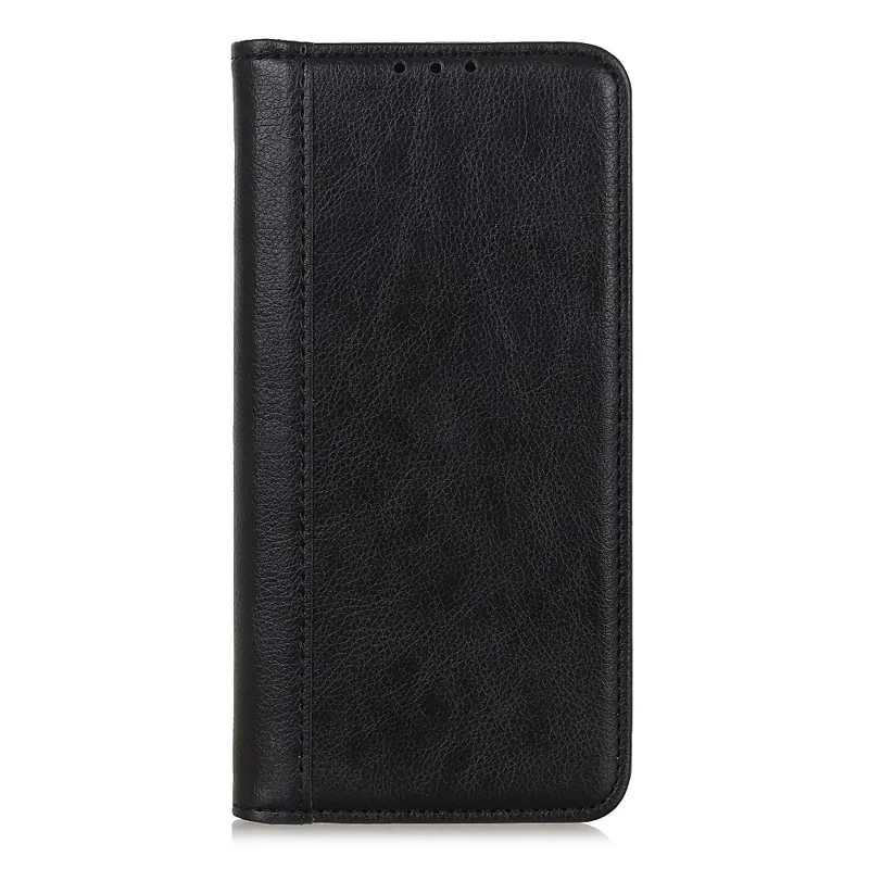 For Samsung Galaxy S25 Ultra Stand Case Split Leather Litchi Texture Wallet Phone Cover - Black