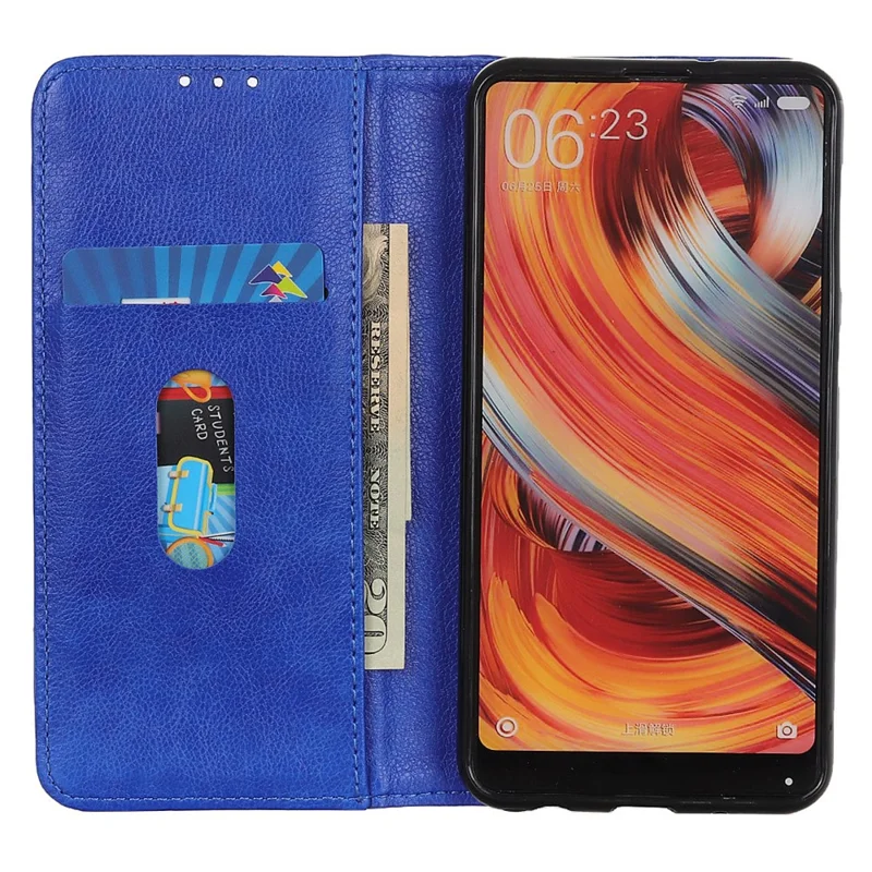 For Samsung Galaxy S25 Ultra Stand Case Split Leather Litchi Texture Wallet Phone Cover - Blue