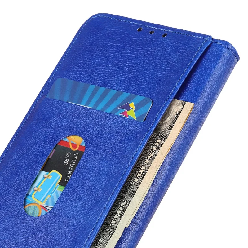 For Samsung Galaxy S25 Ultra Stand Case Split Leather Litchi Texture Wallet Phone Cover - Blue