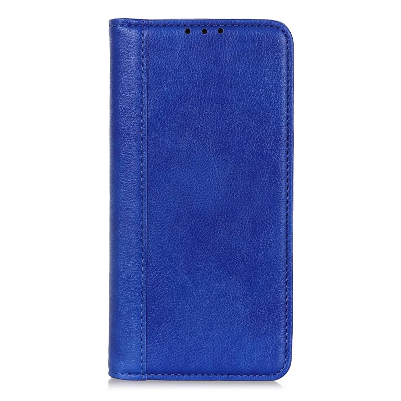 For Samsung Galaxy S25 Ultra Stand Case Split Leather Litchi Texture Wallet Phone Cover - Blue