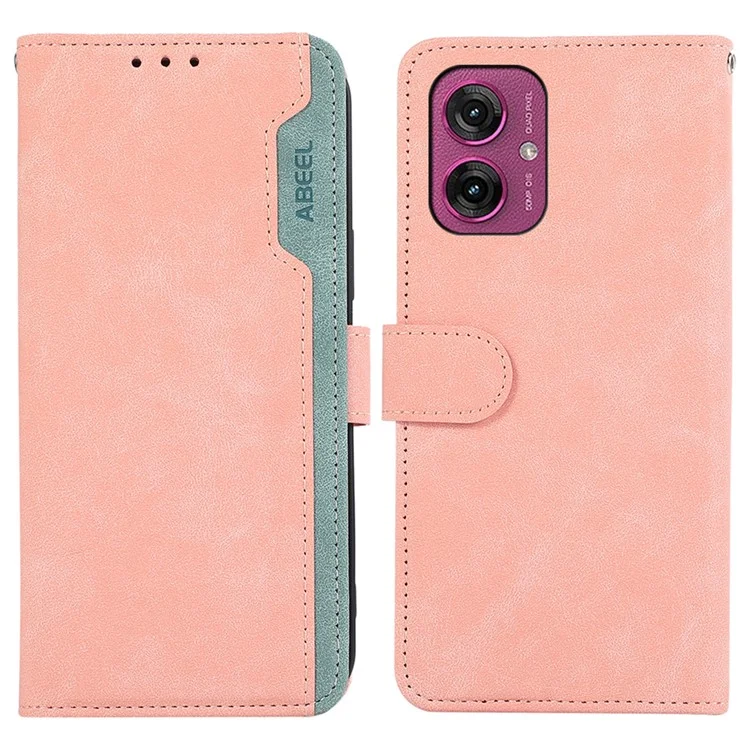 Abeel Per Motorola Moto G55 5G Case Splicing Flip Cover Blocking RFID RFID - Rosa