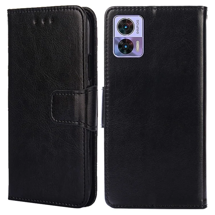 Per Motorola Edge 30 Neo 5G Fine Texture PU Leather Phone Case Wallet Anti-scratch Stand Magnetic Clasp Stand Phone Cover - Nero