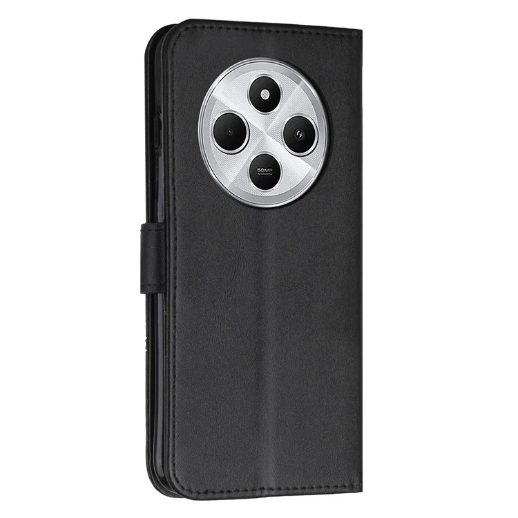 Para Xiaomi Poco C75 4G / Redmi 14R 5G / 14C 4G Capa Flip Protetora de Couro com Suporte - Preto