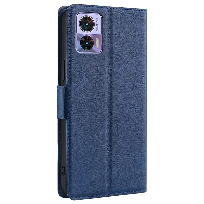 For Motorola Edge 30 Neo 5G Shockproof Phone Case Foldable Stand Card Holder PU Leather Dual Magnetic Clasp Scratch-resistant Cell Phone Cover - Blue