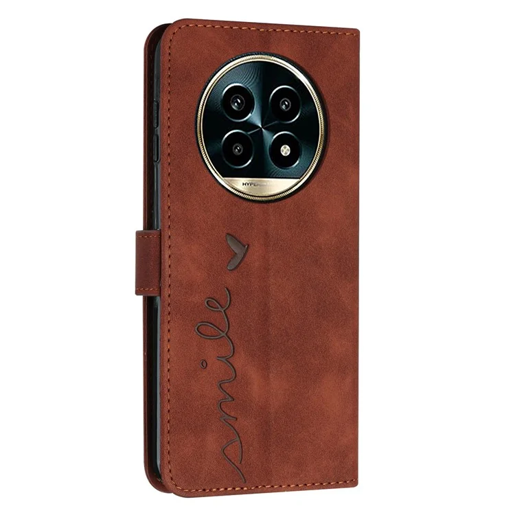 Per Realme 13 Pro 5G / 13 Pro+ 5G Custodia Supporto per Visualizzazione PU Leather Cover per Telefono con Motivo Impresso - Marrone