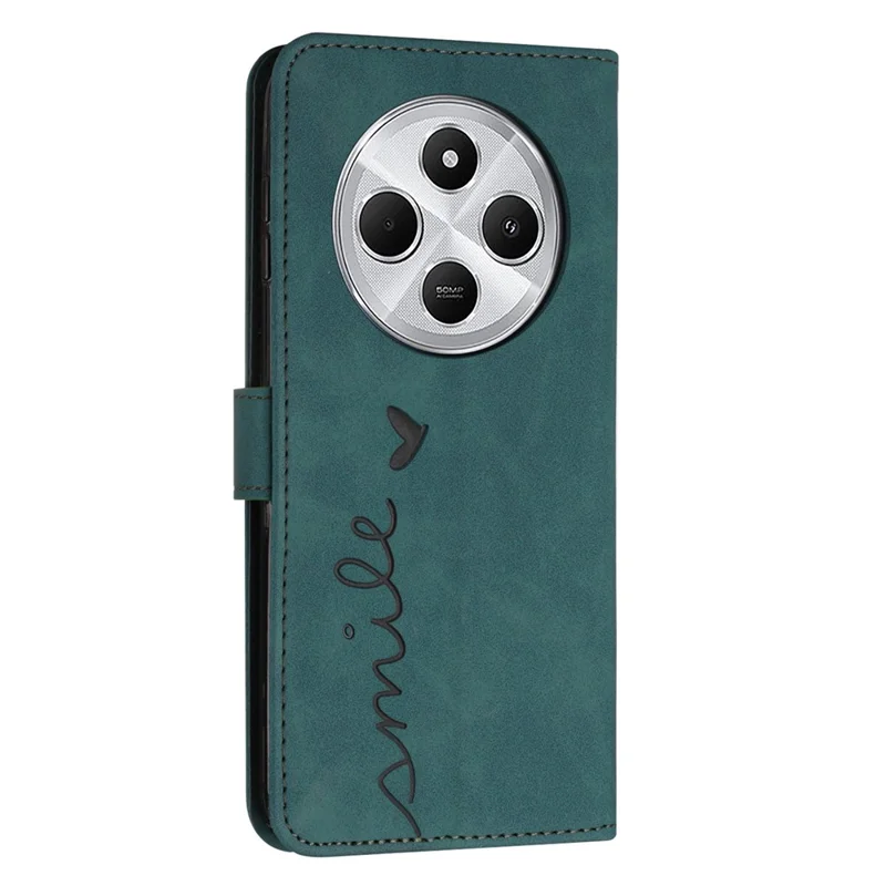 For Xiaomi Poco C75 4G / Redmi 14R 5G / 14C 4G Case Viewing Stand PU Leather Phone Cover Imprinted Pattern - Green