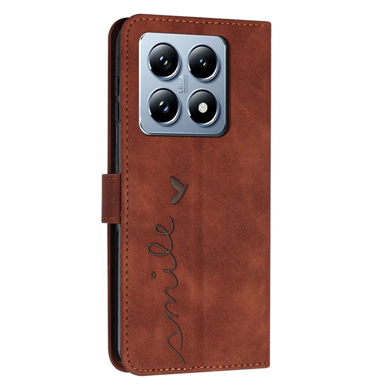 For Xiaomi 14T Pro Case Viewing Stand PU Leather Phone Cover Imprinted Pattern - Brown