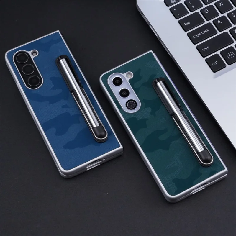 Für Samsung Galaxy Z Fold6 5G Hülle Kickstand Skin-Touch Leder+pc Telefonabdeckung Mit Stylus - Blau