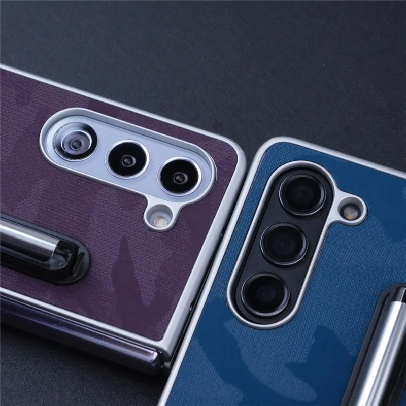 Für Samsung Galaxy Z Fold6 5G Hülle Kickstand Skin-Touch Leder+pc Telefonabdeckung Mit Stylus - Blau