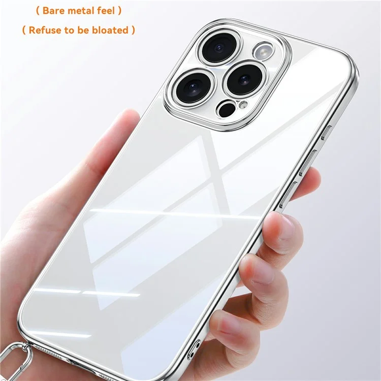 Sulada For Iphone 14 Pro Max Case Alecloplating Ultra Clear Soft Thpe Cope с Помощью Запястья PU с Ремешком Для Запястья PU - Белый