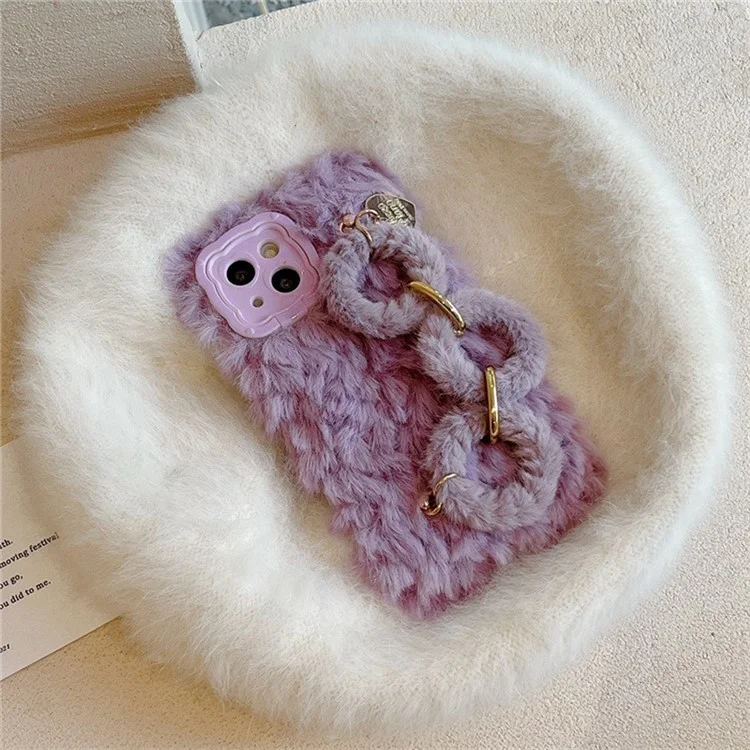 Para Iphone 14 Case Lens Kickstand Furry Silicone Tele