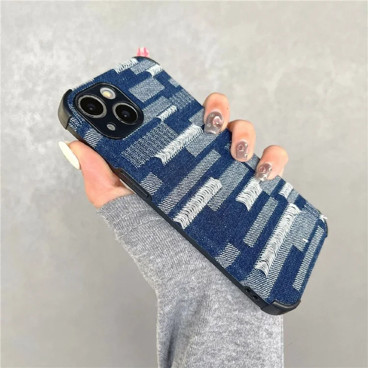 Para Iphone 15 Case Denim Feel Tpu+portada Del Teléfono Anti-Scratch de Tela - Estilo A