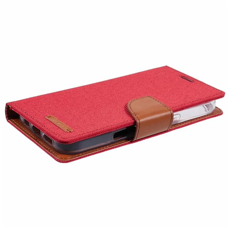 MERCURY GOOSPERY For iPhone 16 Pro Max Case Canvas Texture Leather Wallet Phone Cover - Red