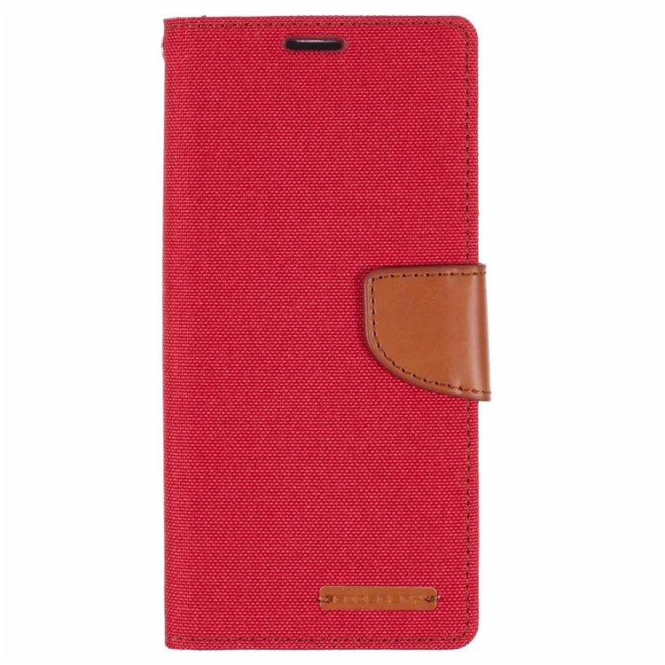 MERCURY GOOSPERY For iPhone 16 Pro Max Case Canvas Texture Leather Wallet Phone Cover - Red