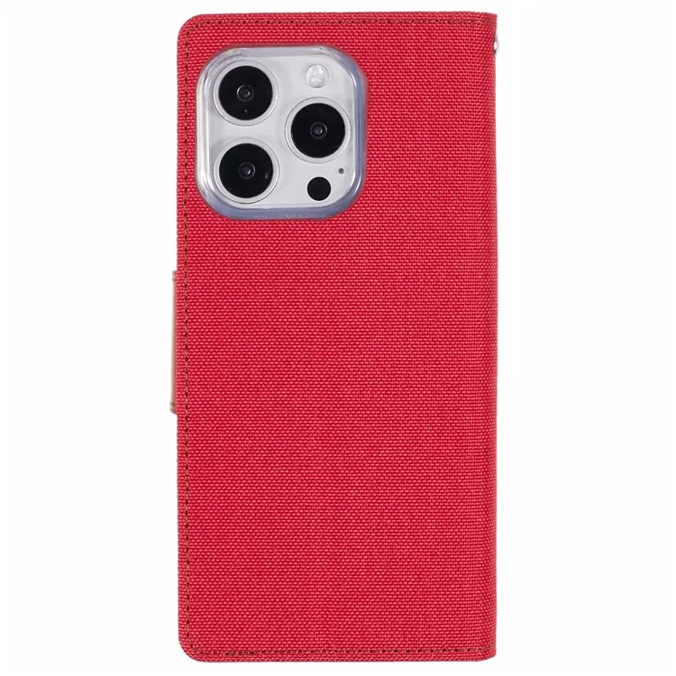 MERCURY GOOSPERY For iPhone 16 Pro Max Case Canvas Texture Leather Wallet Phone Cover - Red