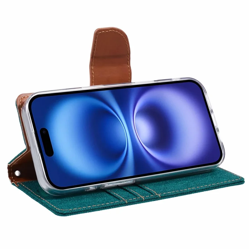 MERCURY GOOSPERY For iPhone 16 Pro Max Case Canvas Texture Leather Wallet Phone Cover - Green