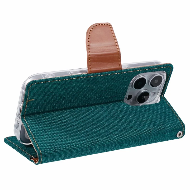 MERCURY GOOSPERY For iPhone 16 Pro Max Case Canvas Texture Leather Wallet Phone Cover - Green
