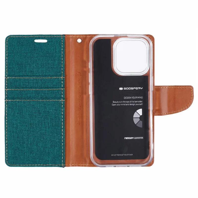 MERCURY GOOSPERY For iPhone 16 Pro Max Case Canvas Texture Leather Wallet Phone Cover - Green