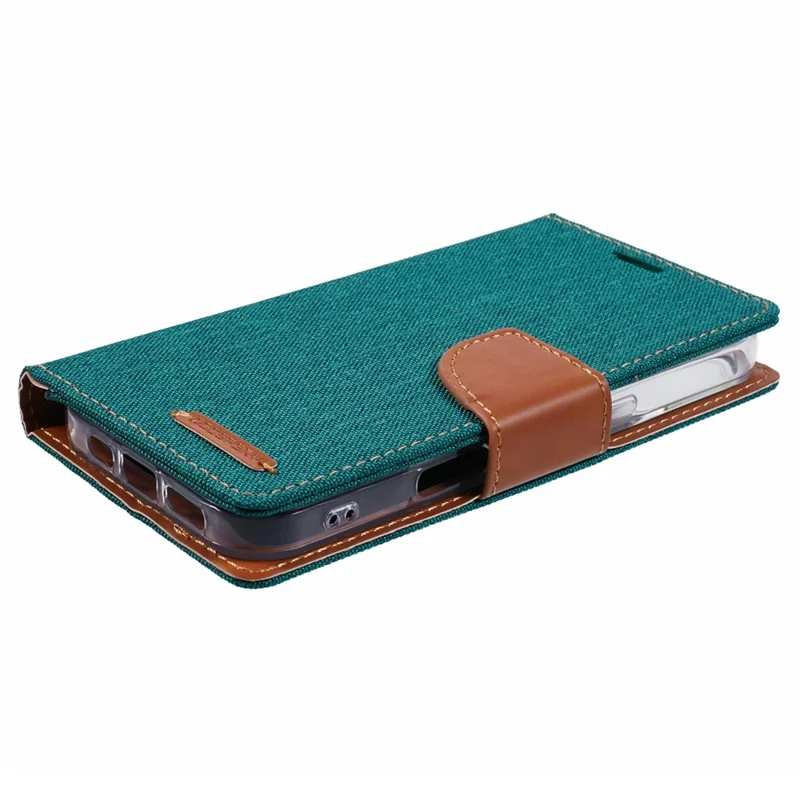 MERCURY GOOSPERY For iPhone 16 Pro Max Case Canvas Texture Leather Wallet Phone Cover - Green