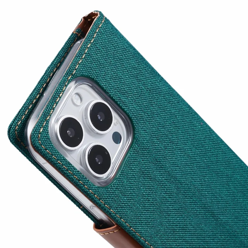 MERCURY GOOSPERY For iPhone 16 Pro Max Case Canvas Texture Leather Wallet Phone Cover - Green