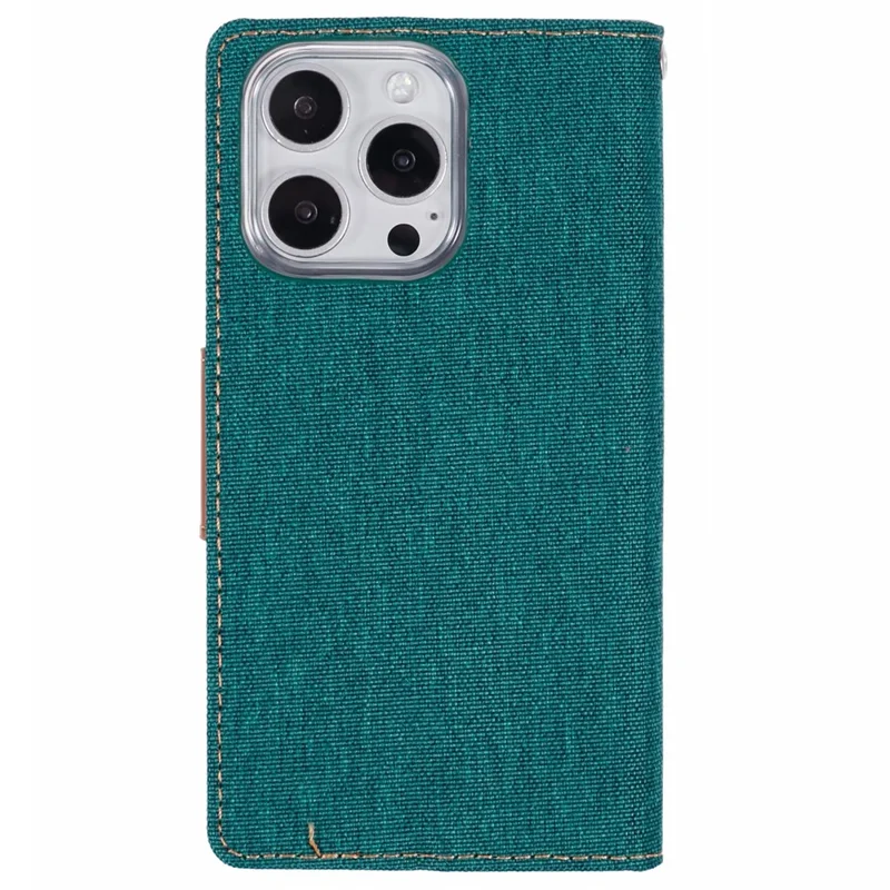 MERCURY GOOSPERY For iPhone 16 Pro Max Case Canvas Texture Leather Wallet Phone Cover - Green