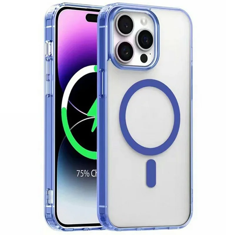 Per Iphone 15 Pro Max Case Compatibile Con MagSafe Acrylic+TPU Matte Phone Cover - Blu Trasparente