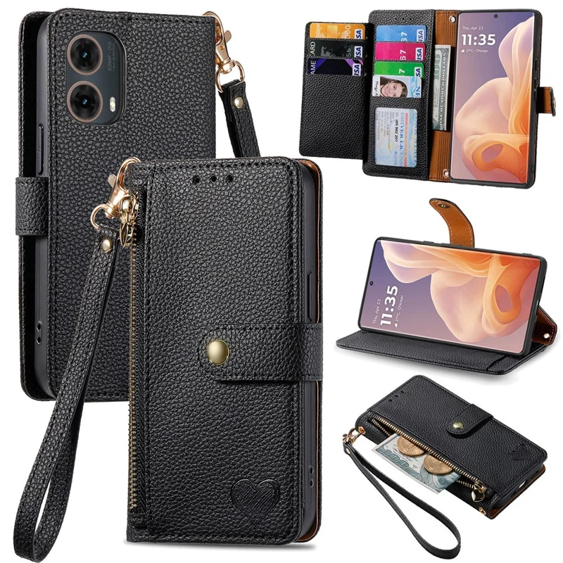 Per Motorola Moto G85 5G / S50 Neo 5G Case RFID Bloccante Coperchio Telefonico in Pelle Tascabile Con Cerniera - Nero