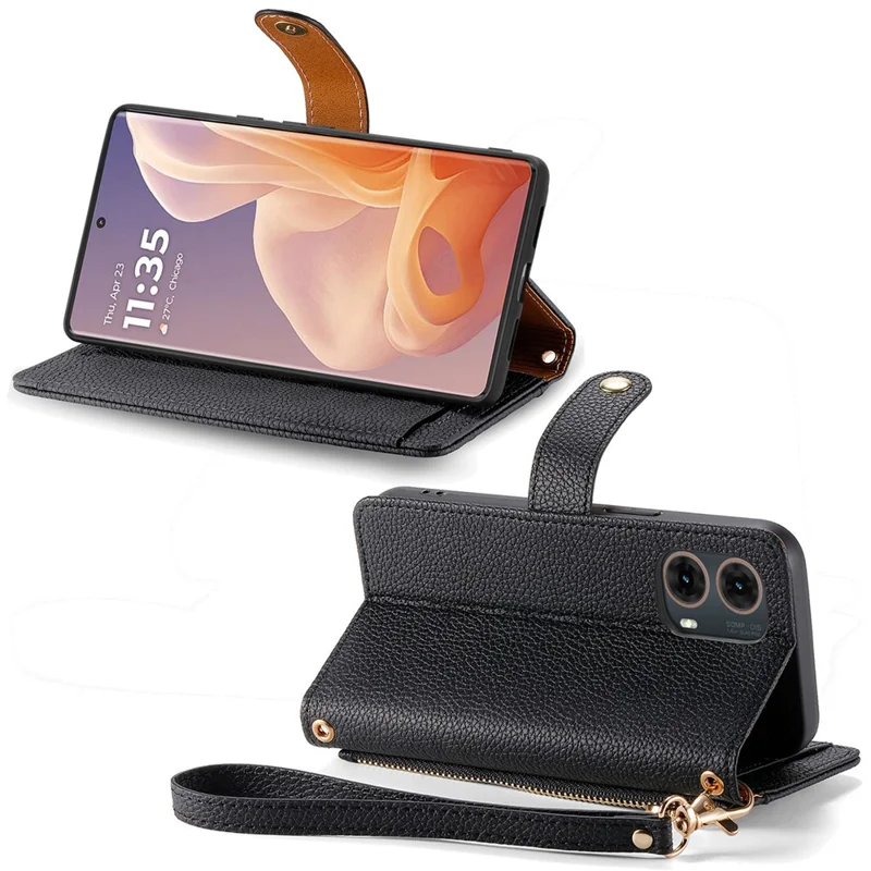 Per Motorola Moto G85 5G / S50 Neo 5G Case RFID Bloccante Coperchio Telefonico in Pelle Tascabile Con Cerniera - Nero