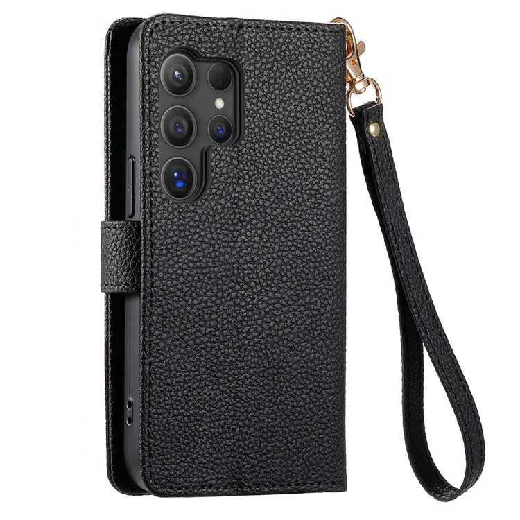 Для Samsung Galaxy S24 Ultra Case RFID Блокирование на Молнии на Молнии - Черный