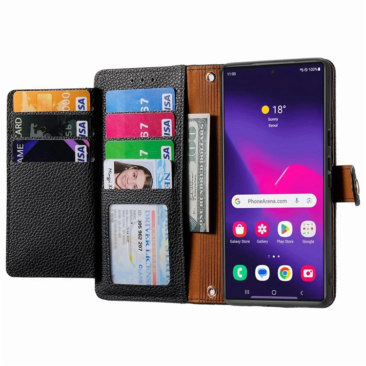 Для Samsung Galaxy S24 Ultra Case RFID Блокирование на Молнии на Молнии - Черный