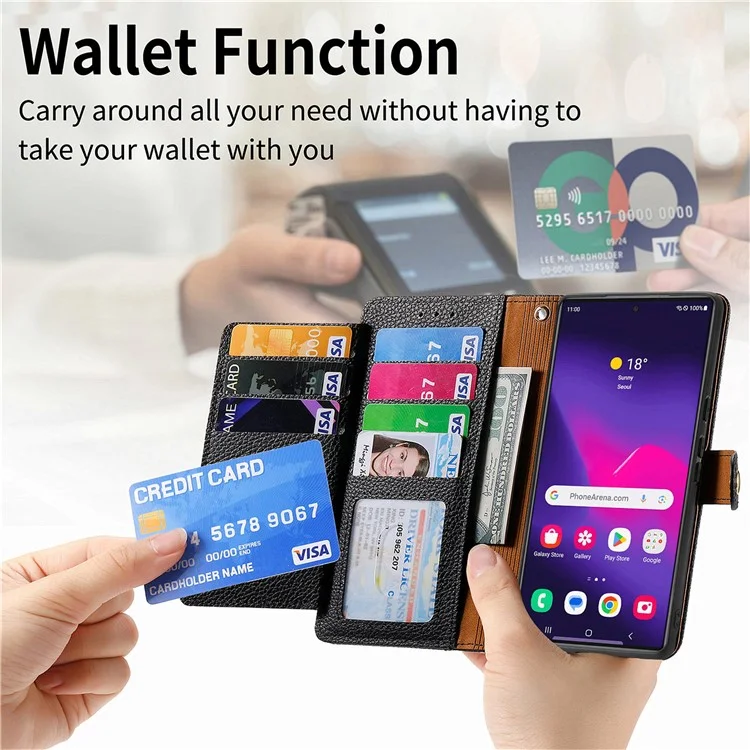 Для Samsung Galaxy S24 Ultra Case RFID Блокирование на Молнии на Молнии - Черный