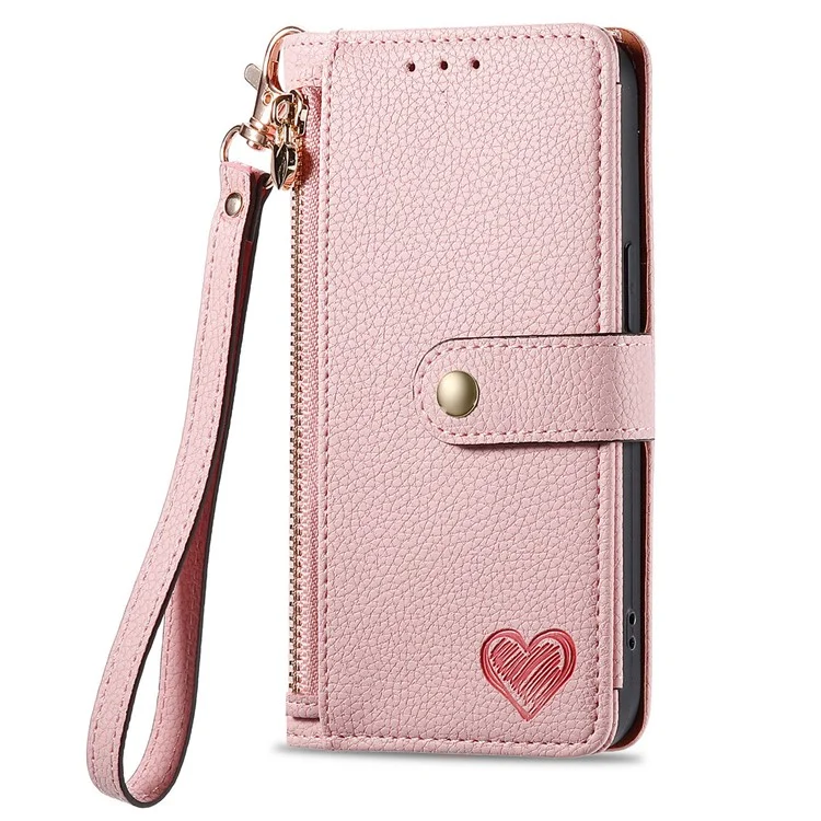 For OnePlus Nord CE4 Lite 5G / Oppo K12x 5G (China) Case RFID Blocking Zipper Pocket Leather Wallet Phone Cover - Pink