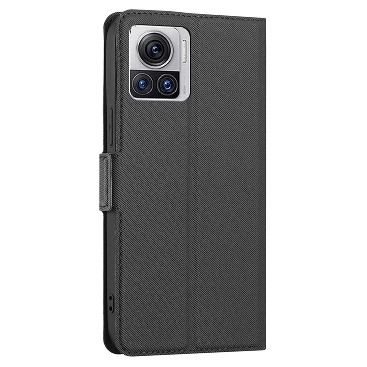 Pour Motorola Edge X30 Pro Ultra-thin Twill Texture Texture Touch Touch Feed Téléphone pu Cuir + Tpu Magnetin Stand Carder Couvert - le Noir