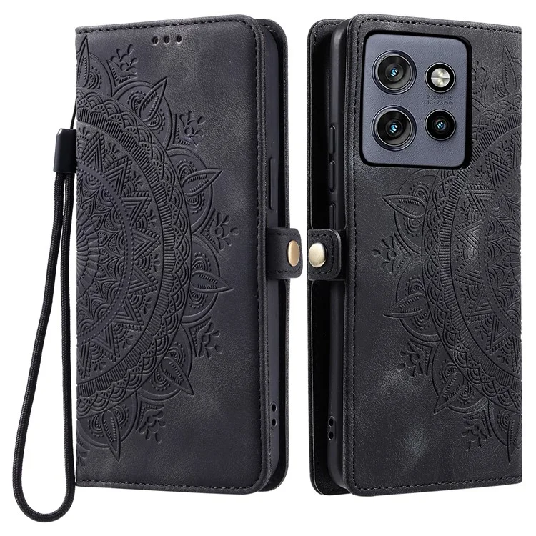 Style 016 Pour Motorola Edge 50 Neo 5G Étauche Secle Secture Totem Impriret Couverture de Téléphone en Cuir - Noir