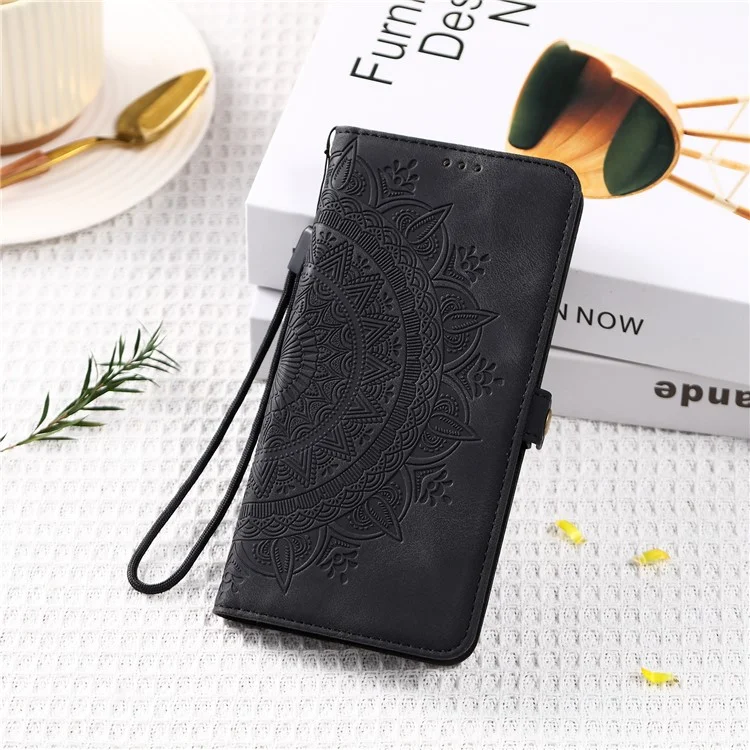 Style 016 Pour Motorola Edge 50 Neo 5G Étauche Secle Secture Totem Impriret Couverture de Téléphone en Cuir - Noir