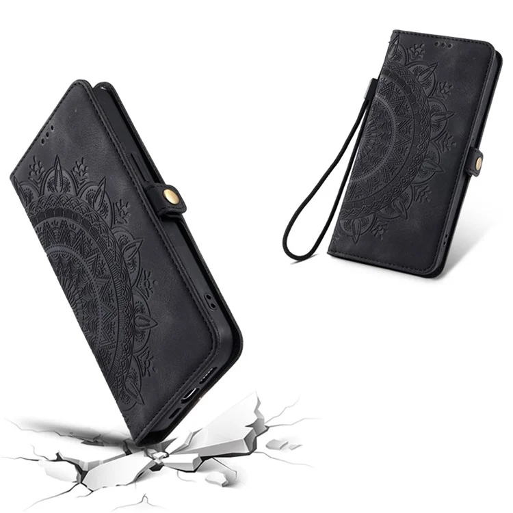 Style 016 Pour Motorola Edge 50 Neo 5G Étauche Secle Secture Totem Impriret Couverture de Téléphone en Cuir - Noir