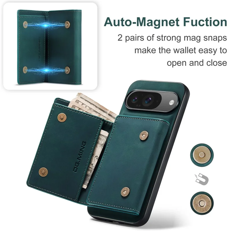Dg. Serie Ming M1 Per Google Pixel 9 / Pixel 9 Pro Case Cholde Coperchio PU PU PU Coveret - Verde