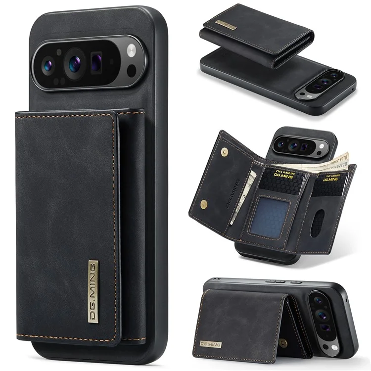 Dg. Serie Ming M1 Per Google Pixel 9 Pro XL Case Kickstand Poper Puore PU Paformati - Nero