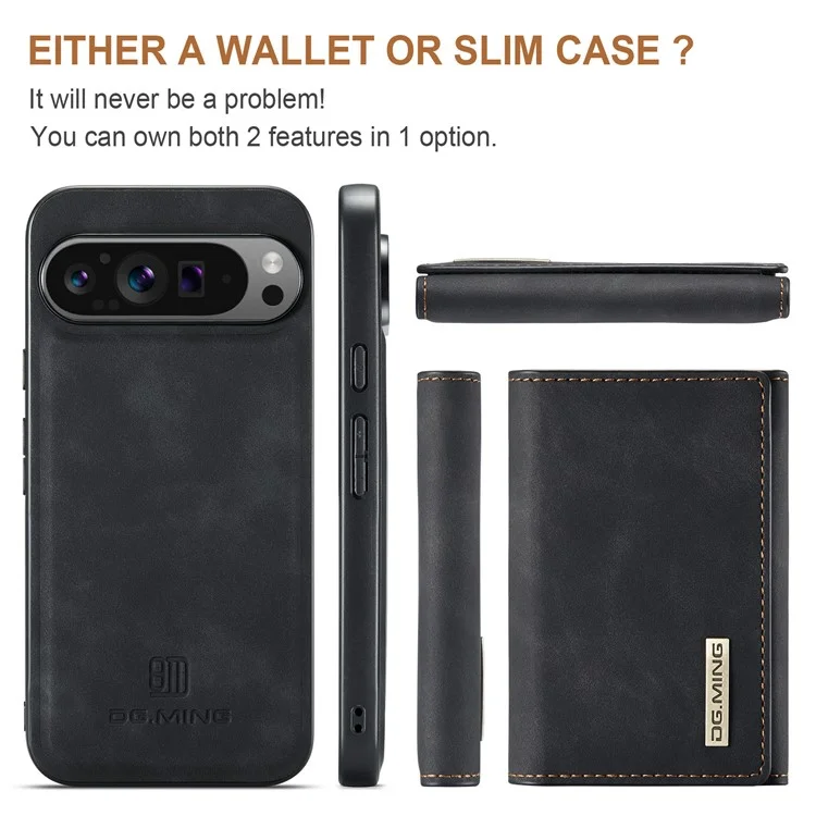 Dg. Serie Ming M1 Per Google Pixel 9 Pro XL Case Kickstand Poper Puore PU Paformati - Nero