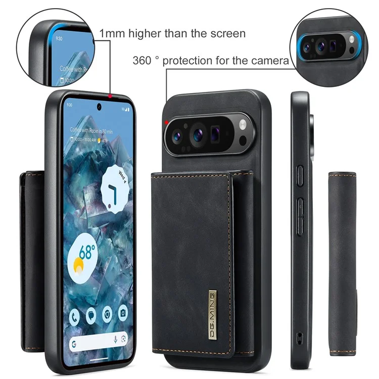 Dg. Serie Ming M1 Per Google Pixel 9 Pro XL Case Kickstand Poper Puore PU Paformati - Nero
