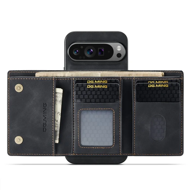 Dg. Serie Ming M1 Per Google Pixel 9 Pro XL Case Kickstand Poper Puore PU Paformati - Nero