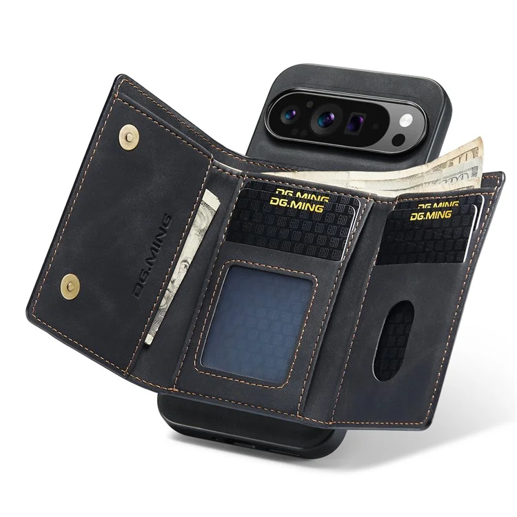 Dg. Serie Ming M1 Per Google Pixel 9 Pro XL Case Kickstand Poper Puore PU Paformati - Nero