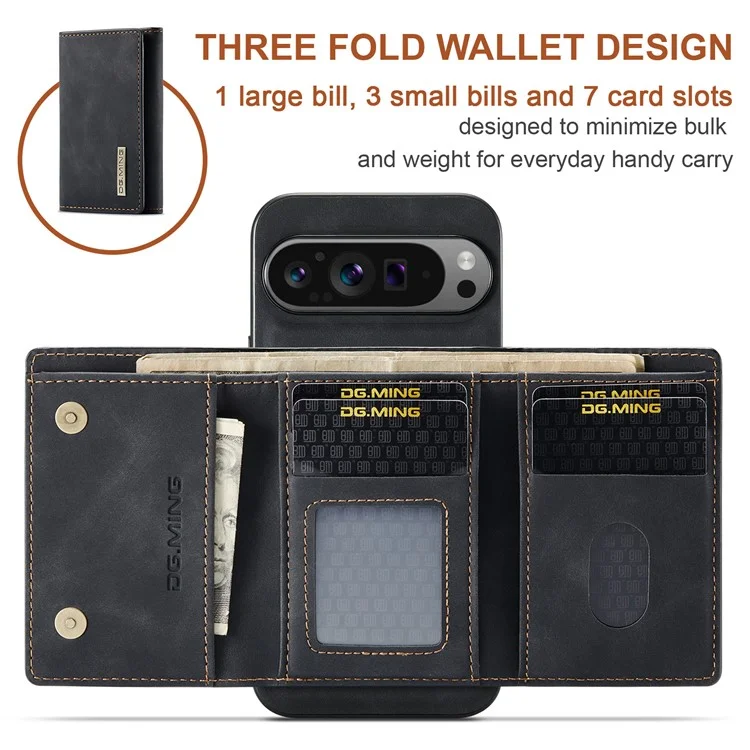 Dg. Serie Ming M1 Per Google Pixel 9 Pro XL Case Kickstand Poper Puore PU Paformati - Nero