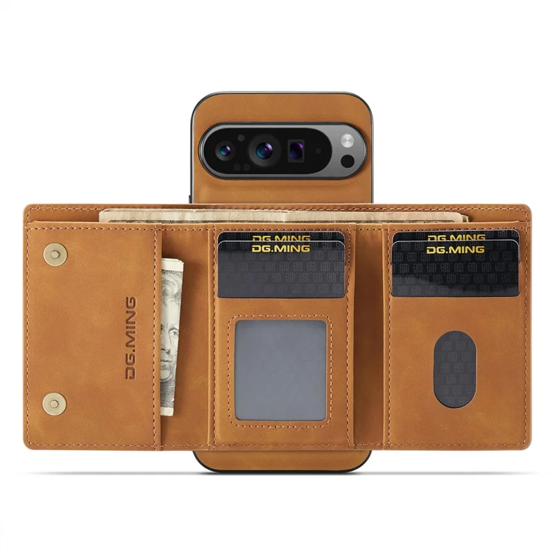 Dg. Serie Ming M1 Per Google Pixel 9 Pro XL Case Kickstand Poper Puore PU Paformati - Marrone