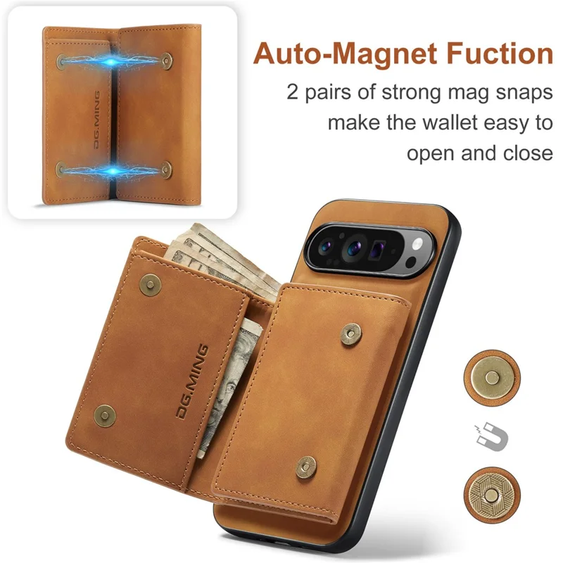 Dg. Serie Ming M1 Per Google Pixel 9 Pro XL Case Kickstand Poper Puore PU Paformati - Marrone