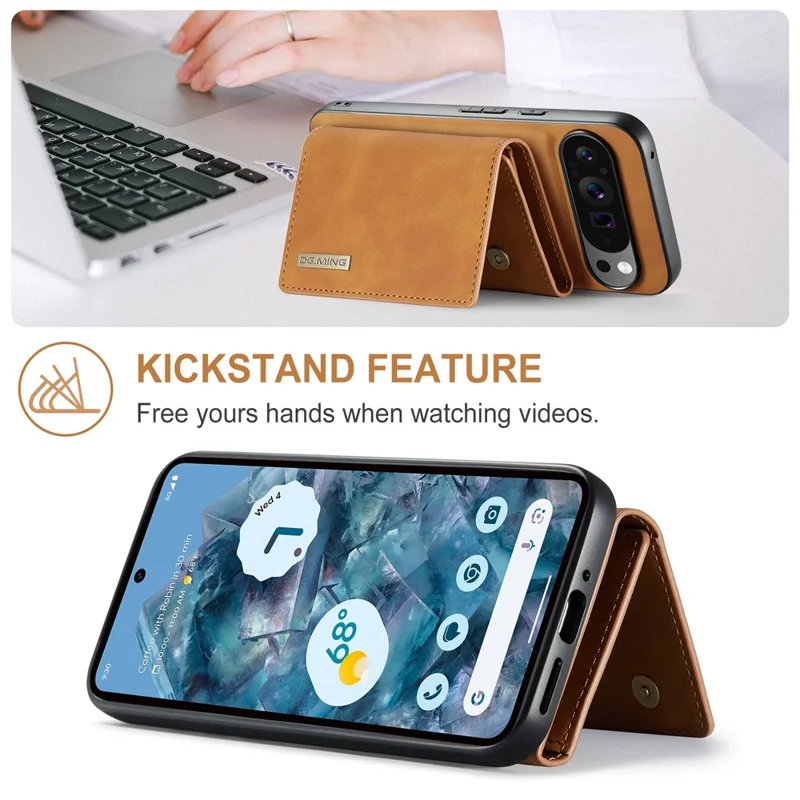 Dg. Serie Ming M1 Per Google Pixel 9 Pro XL Case Kickstand Poper Puore PU Paformati - Marrone